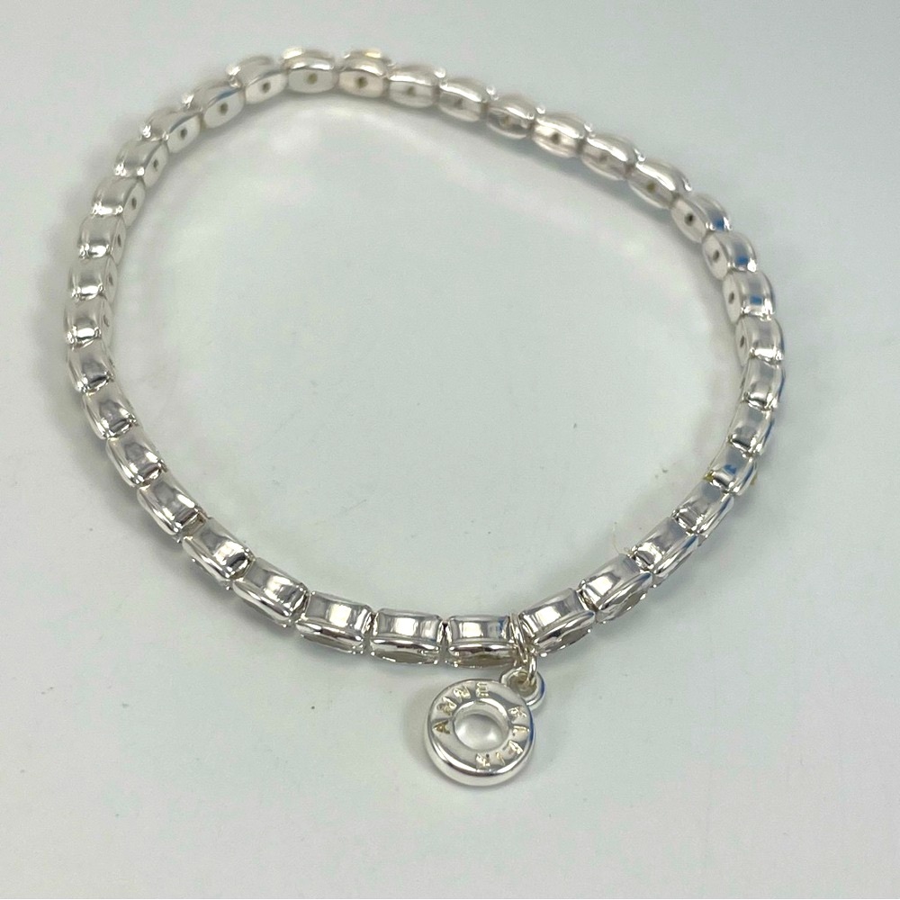 Anne Klein Rhinestone Stretch Tennis Bracelet Silver Tone Glass Boho Classic